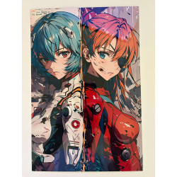 Rei Ayanami y Asuka Langley | Placa de Aluminio Evangelion