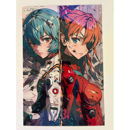 Rei Ayanami y Asuka Langley | Placa de Aluminio Evangelion